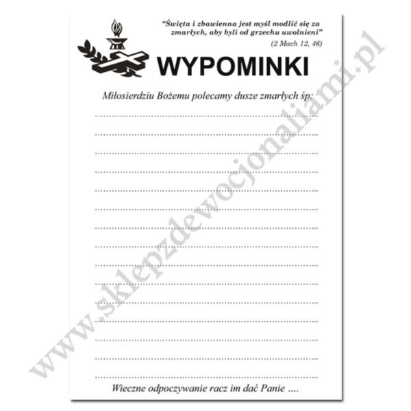 WYPOMINKI UNIWERSALNE - format A5 - 100 szt.