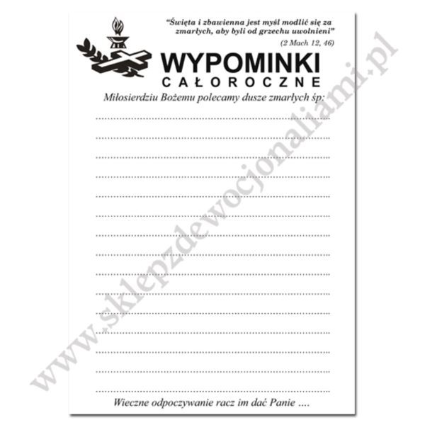 WYPOMINKI CAŁOROCZNE - format A6 - 100 szt.