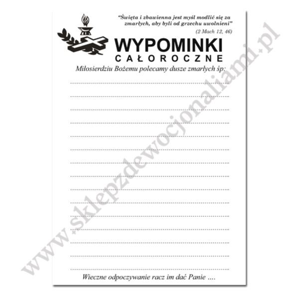 WYPOMINKI CAŁOROCZNE - format A5 - 100 szt