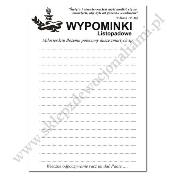 WYPOMINKI LISTOPADOWE - format A6 - 100 szt.