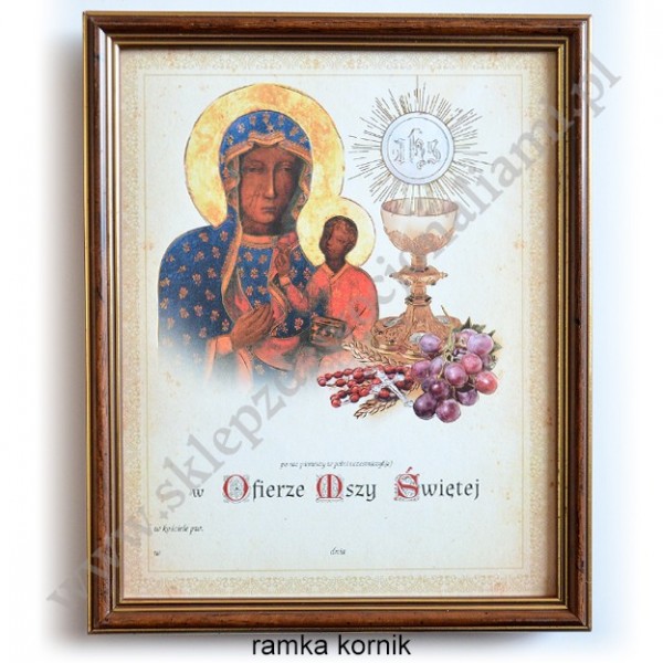 OBRAZEK KOMUNIJNY W DREWNIANEJ RAMCE ZA SZKŁEM - WZÓR 131
