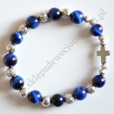 DZIESIĄTKA RÓŻAŃCA TYGRYSIE OKO NIEBIESKIE - bransoletka - 83743