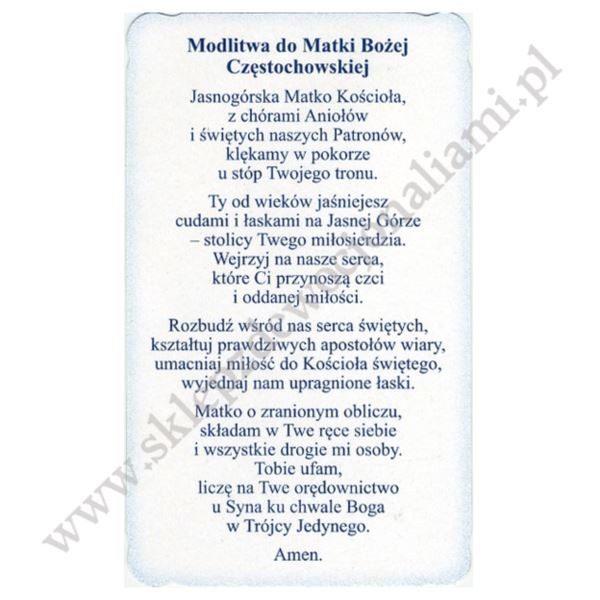 MATKA BOŻA CZĘSTOCHOWSKA - obrazek 6.5 x 11 cm - paczka 100 szt. - 30159