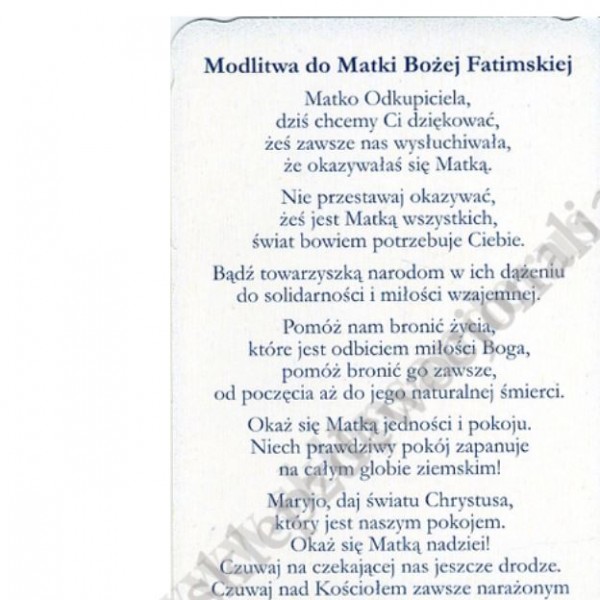 MATKA BOŻA FATIMSKA - obrazek 6.5 x 11 cm - paczka 100 szt. - 30158