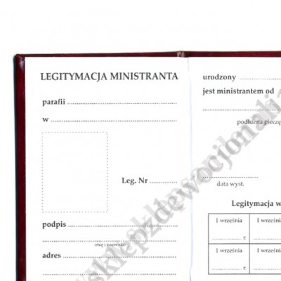 LEGITYMACJA MINISTRANTA