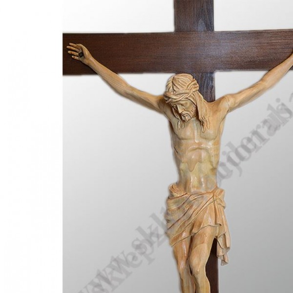 KRZYŻ Z DREWNIANYM KORPUSEM CHRYSTUSA - wysokość 174 cm