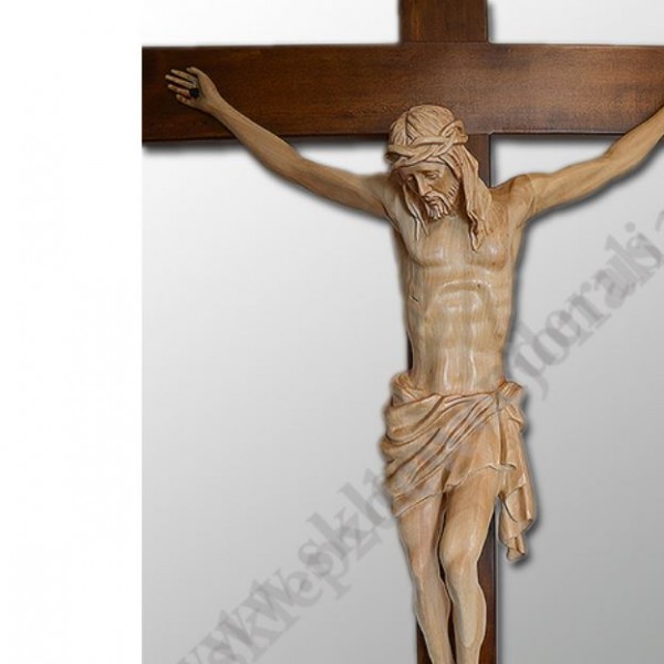 KRZYŻ Z DREWNIANYM KORPUSEM CHRYSTUSA - wysokość 235 cm