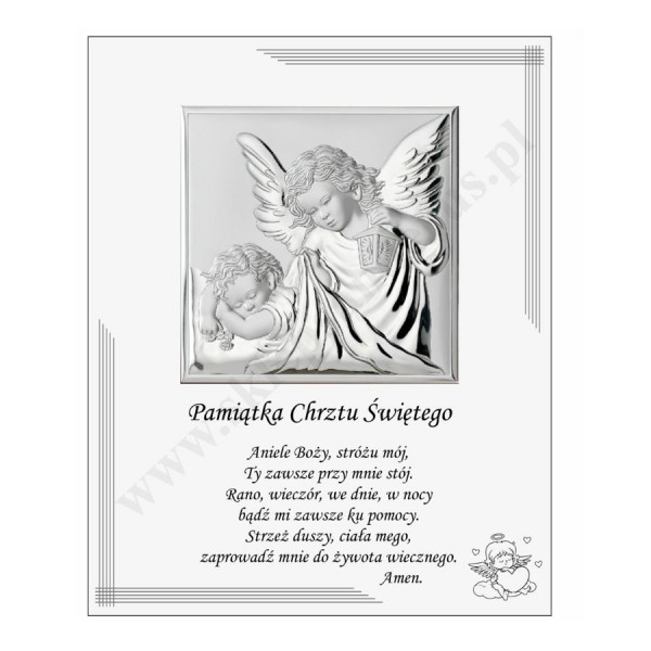 ANIOŁ STRÓŻ - OBRAZEK SREBRNY - 20 x 25 cm - VL880S3BI