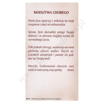 Z MIŁOŚCI DO CIEBIE - MODLITWA CHOREGO - obrazek 7 x 13 cm - paczka 100 szt. - 79262
