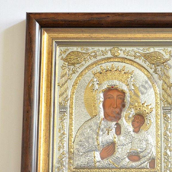 MATKA BOŻA CZĘSTOCHOWSKA - ikona w ramce za szkłem 23 x 25.5 cm - 86000