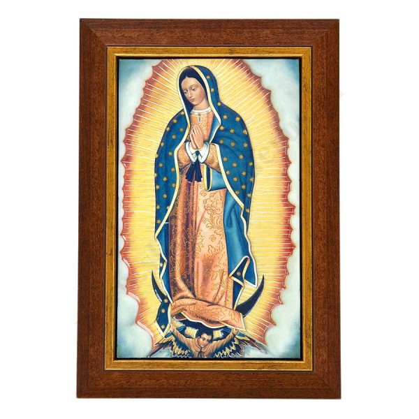 MATKA BOŻA Z GUADALUPE - ceramika żywiczna w ramie 19.7 x 28.6 cm - 74785