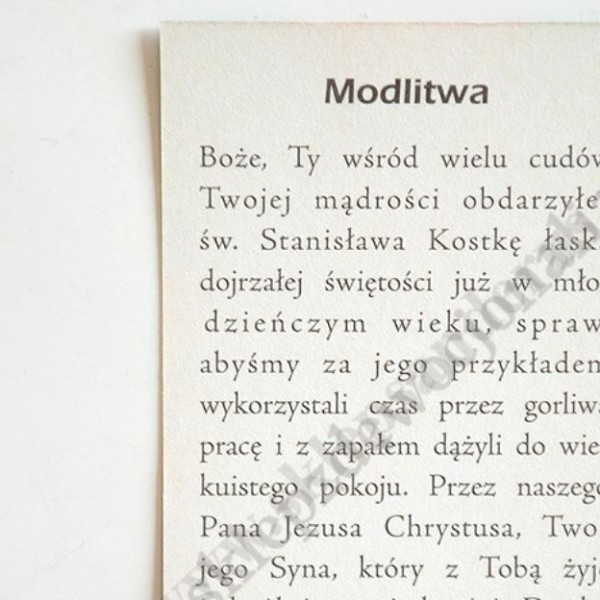 ŚW. STANISŁAW KOSTKA - obrazek 6.4 x 10 cm - paczka 100 szt. - 87034