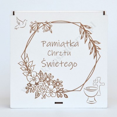 PUDEŁKO PREZENTOWE NA CHRZEST ŚWIĘTY - 19 x 19 x 4.2 cm - 51476
