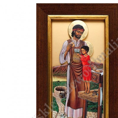 ŚWIĘTY JÓZEF - ceramika żywiczna w ramie 15.7 x 27.7 cm - 89010