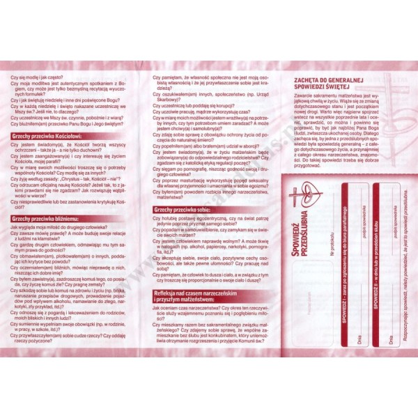 RACHUNEK SUMIENIA PRZED SPOWIEDZIĄ PRZEDŚLUBNĄ - format 9.8 x 21 cm - paczka 25 szt - 5473