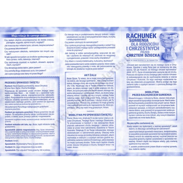 RACHUNEK SUMIENIA DLA RODZICÓW I CHRZESTNYCH PRZED CHRZTEM DZIECKA - format 9.8 x 21 cm - paczka 25 szt. - 4147