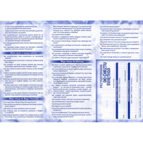 RACHUNEK SUMIENIA DLA RODZICÓW I CHRZESTNYCH PRZED CHRZTEM DZIECKA - format 9.8 x 21 cm - paczka 25 szt. - 4147