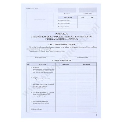 PROTOKÓŁ PRZEDMAŁŻEŃSKI - format A4 - paczka 10 szt. - 8804