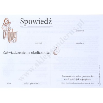 DRUK SPOWIEDŹ - format C6 - paczka 25 szt - 68679