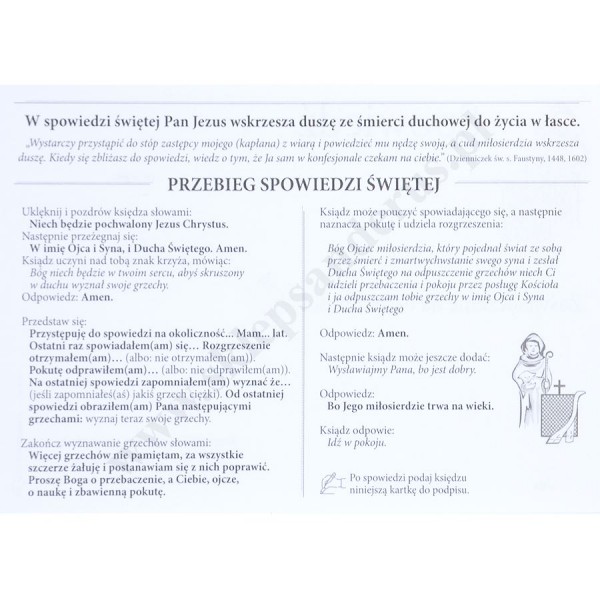DRUK SPOWIEDŹ - format C6 - paczka 25 szt - 68679
