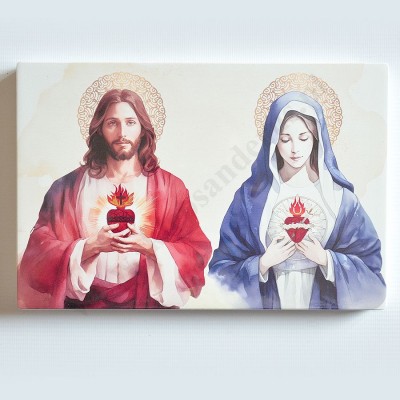 SERCE PANA JEZUSA I MATKI BOŻEJ - obraz 42 x 26 cm - 50364