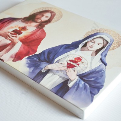 SERCE PANA JEZUSA I MATKI BOŻEJ - obraz 42 x 26 cm - 50364