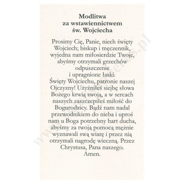 ŚWIĘTY WOJCIECH - obrazek 6.5 x 11 cm - paczka 100 szt. - 79298