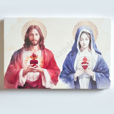 SERCE PANA JEZUSA I MATKI BOŻEJ - obraz 27 x 18 cm - 70751
