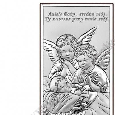 ANIOŁ STRÓŻ - OBRAZEK SREBRNY - 6468S/2X