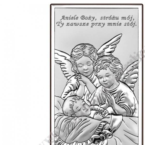 ANIOŁ STRÓŻ - OBRAZEK SREBRNY - 6468S/2X