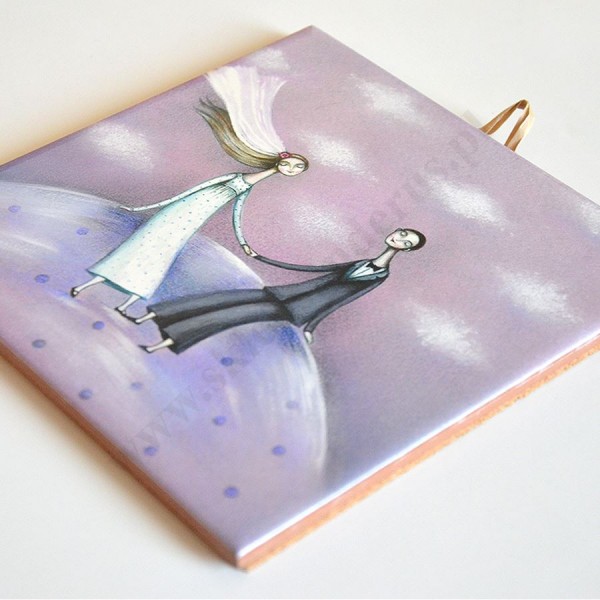 MŁODA PARA - obrazek na ceramice 15 x 15 cm - 58968