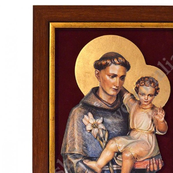 ŚWIĘTY ANTONI - ceramika żywiczna w ramie 20.8 x 27.6 cm - 0931