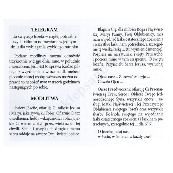 MODLITWY DO ŚW. JÓZEFA - folder - 50346