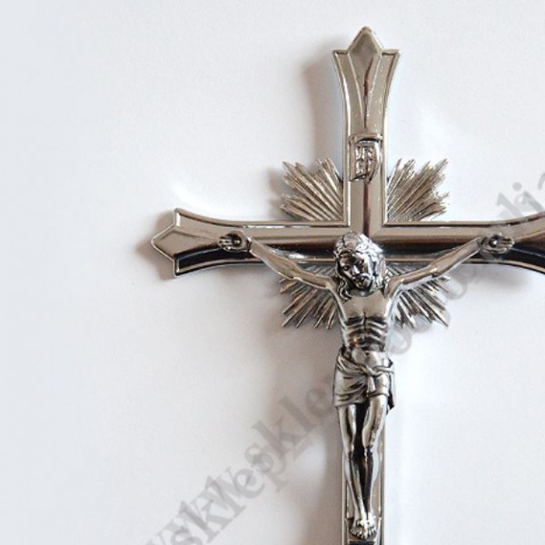 KRZYŻ NIKLOWANY WISZĄCY - wys.18.5 cm - 68765