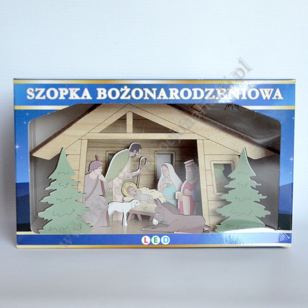 SZOPKA DREWNIANA PODŚWIETLANA - wys.12 cm - 87198