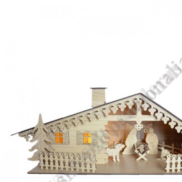 DREWNIANA SZOPKA PODŚWIETLANA - wys. 20 cm - 51174