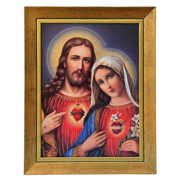 SERCE PANA JEZUSA I MATKI BOŻEJ - obraz 22.5 x 28.5 cm - 30242