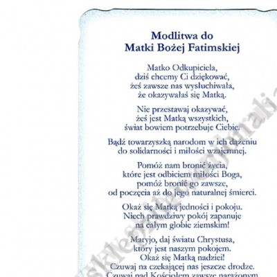 MATKA BOŻA FATIMSKA - obrazek 9 x 14.8 cm - paczka 100 szt. - 50209