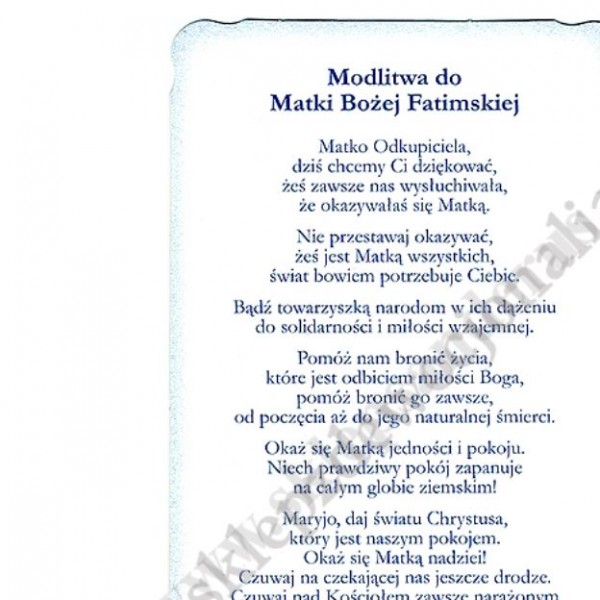 MATKA BOŻA FATIMSKA - obrazek 9 x 14.8 cm - paczka 100 szt. - 50209