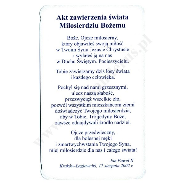 ŚW. JAN PAWEŁ II - obrazek 6.5 x 10.5 cm - paczka 100 szt. - 81110