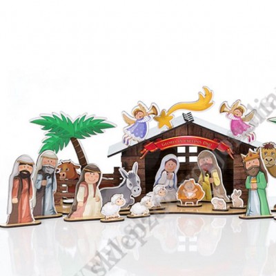 SZOPKA BOŻONARODZENIOWA - puzzle przestrzenne drewniane - 0826