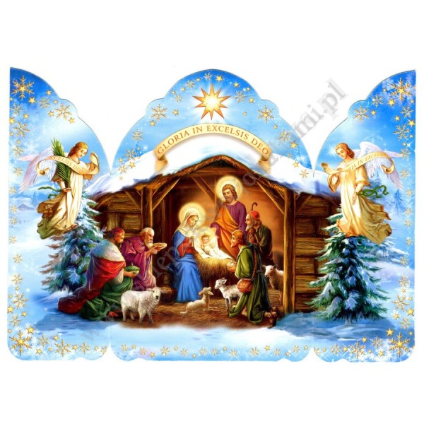 OBRAZEK KOLĘDOWY - TRYPTYK SZOPKA - PACZKA 100 szt. - 87085