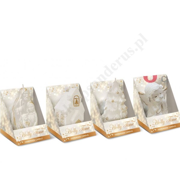 ŚWIECA ŚWIĄTECZNA - wys. 8 cm - mix wzorów - 83949
