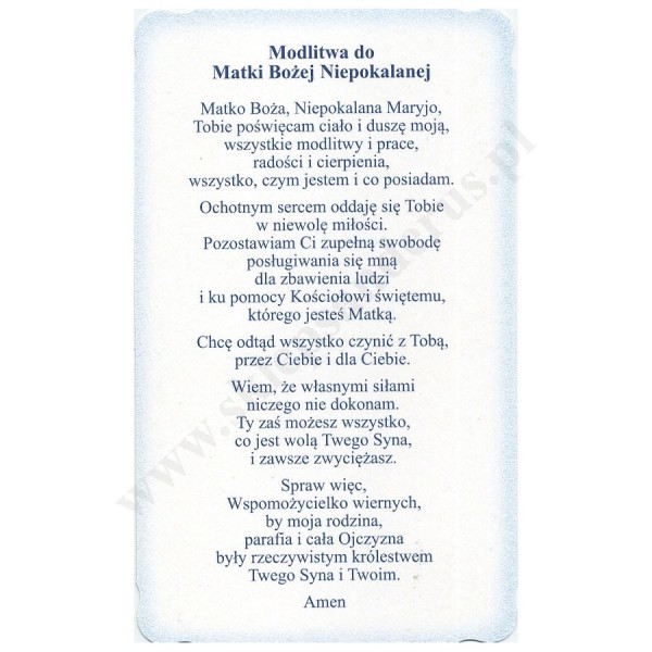 MATKA BOŻA NIEPOKALANA - obrazek 9 x 14.7 cm - POCZTÓWKA - paczka 100 szt. - 30164