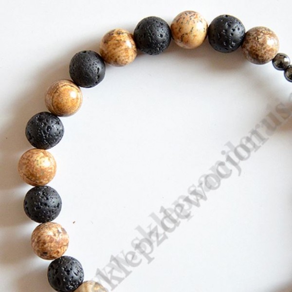 DZIESIĄTKA RÓŻAŃCA LAWA WULKANICZNA + JASPIS - bransoletka - 83632