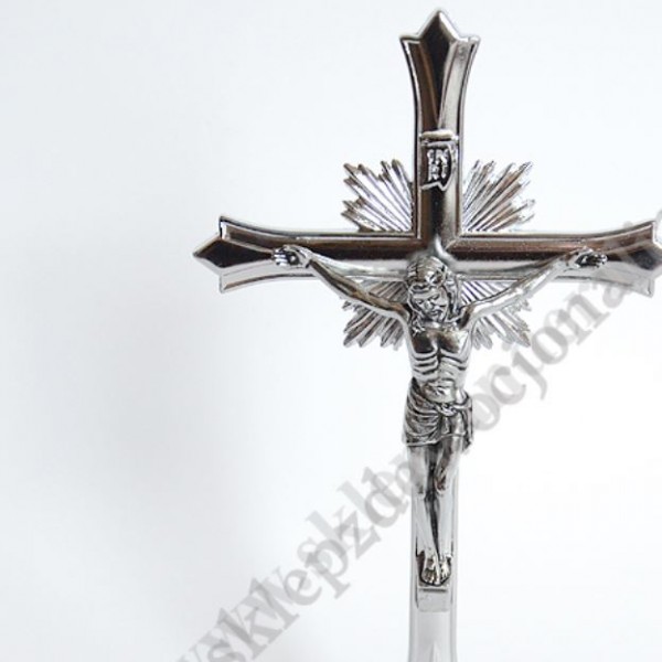 KRZYŻ NIKLOWANY STOJĄCY - wys. 21 cm - 68767
