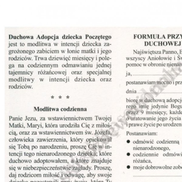 DUCHOWA ADOPCJA DZIECKA POCZĘTEGO - składanka - 0364