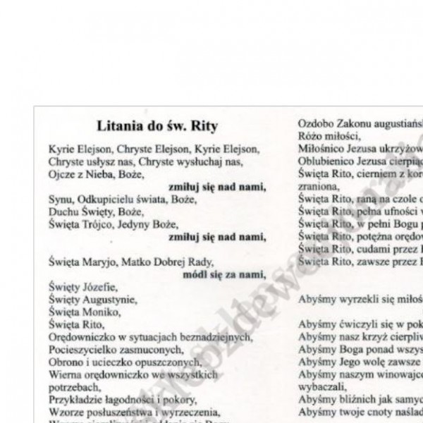LITANIA DO ŚW.RITY