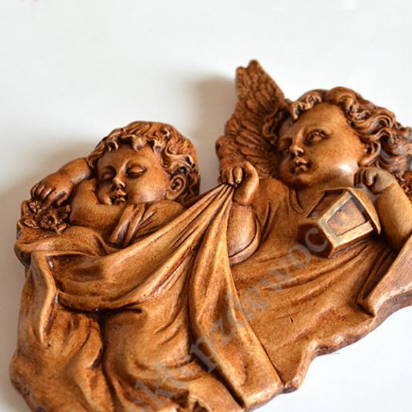 ANIOŁ STRÓŻ Z LATARENKĄ - płaskorzeźba wys. 21 cm - 5987