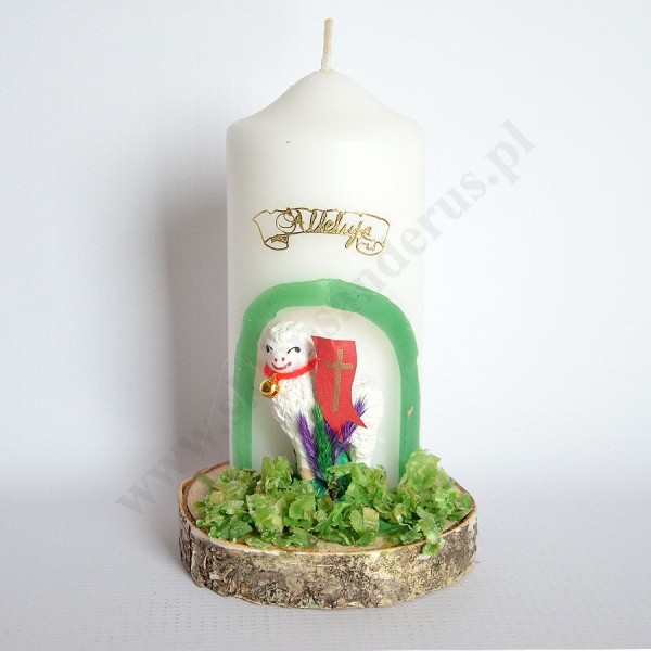 ŚWIECA OZDOBNA Z BARANKIEM - wys. 15 cm - 1228